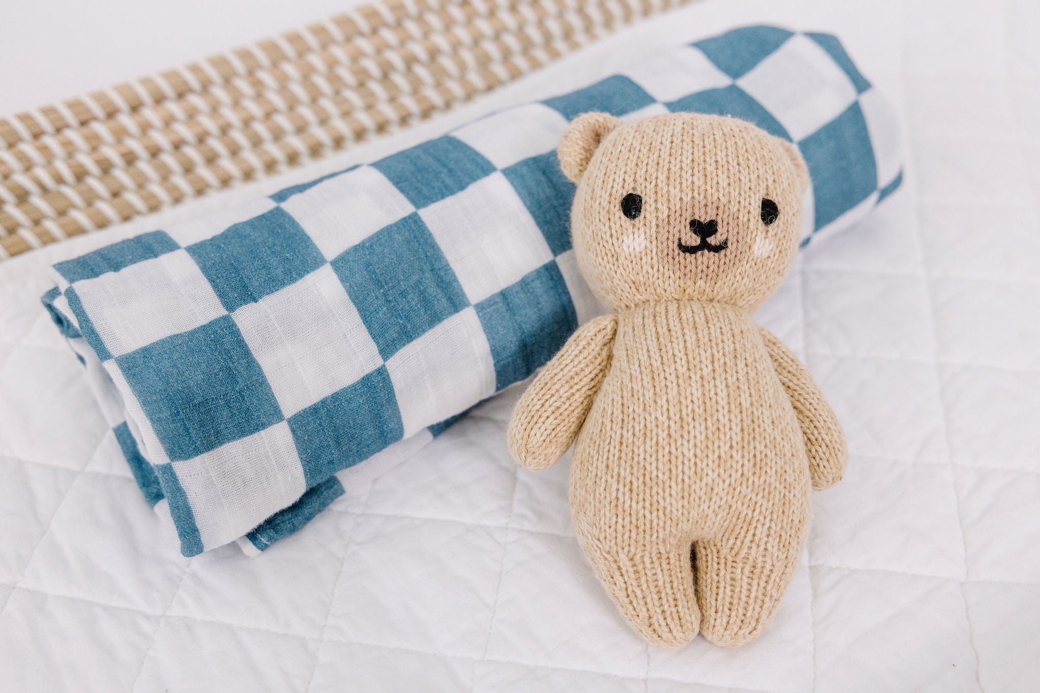 Organic Muslin Swaddle - Blue Checker