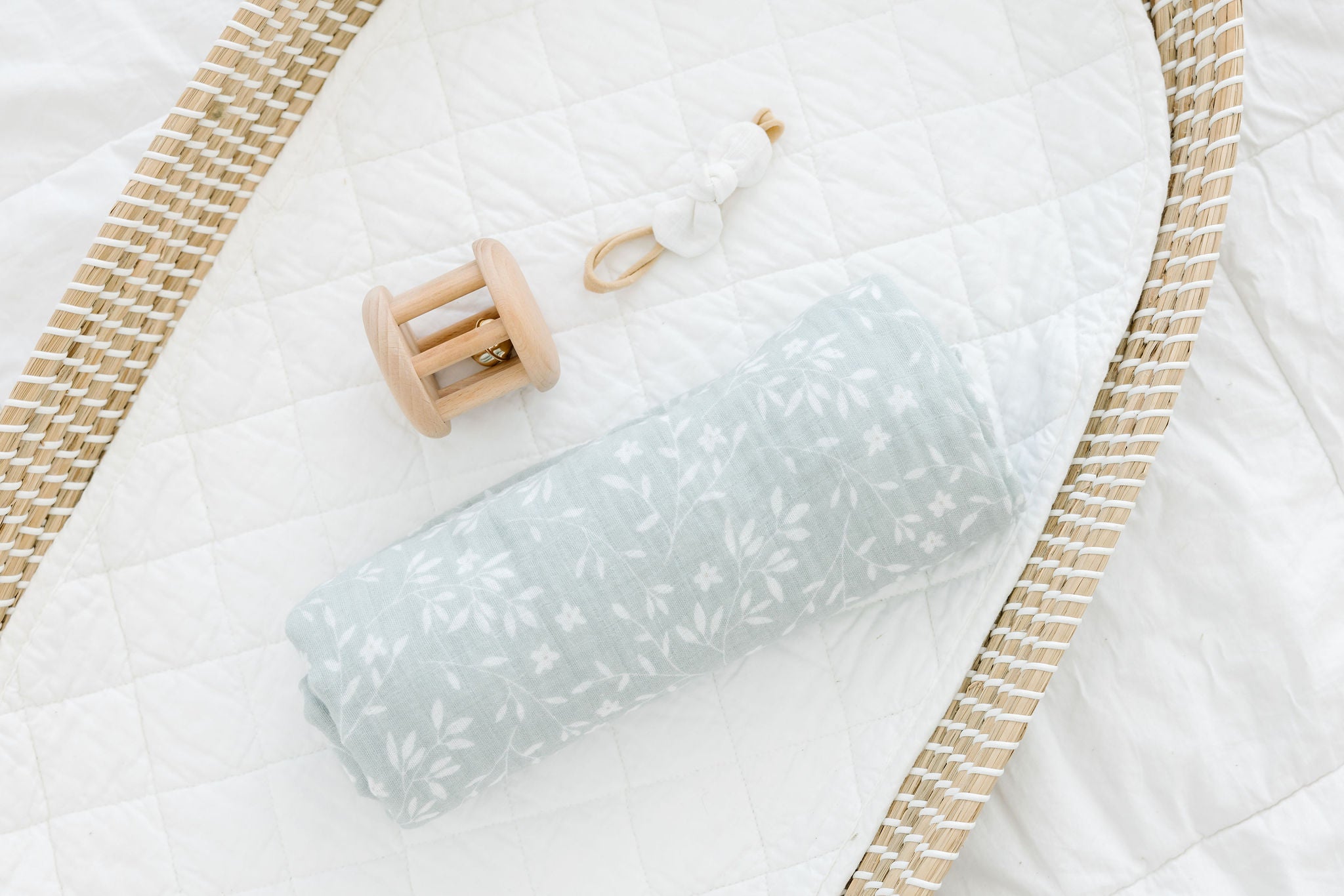 Organic Muslin Swaddle - Sage Vines