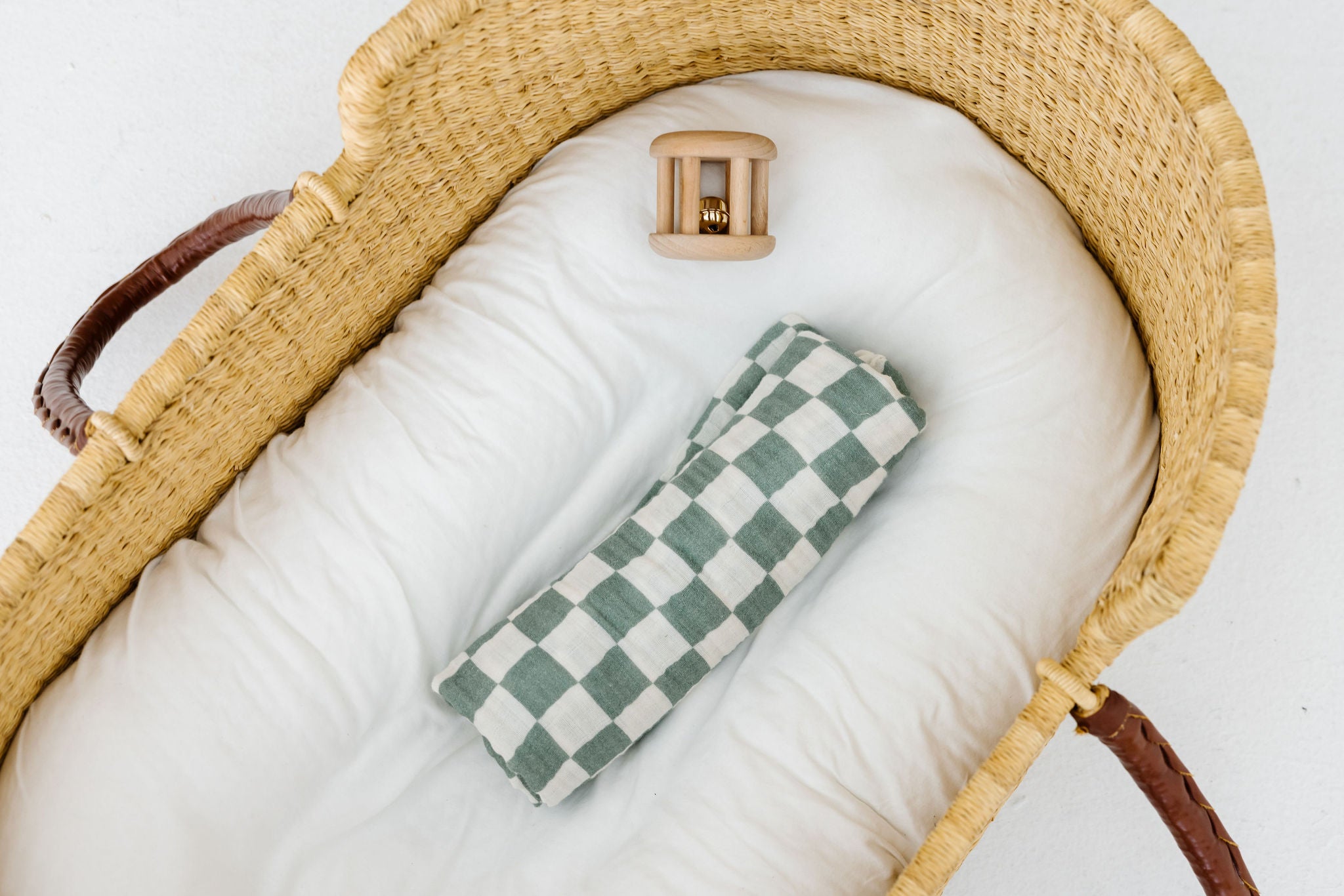 Organic Muslin Swaddle - Green Checkered