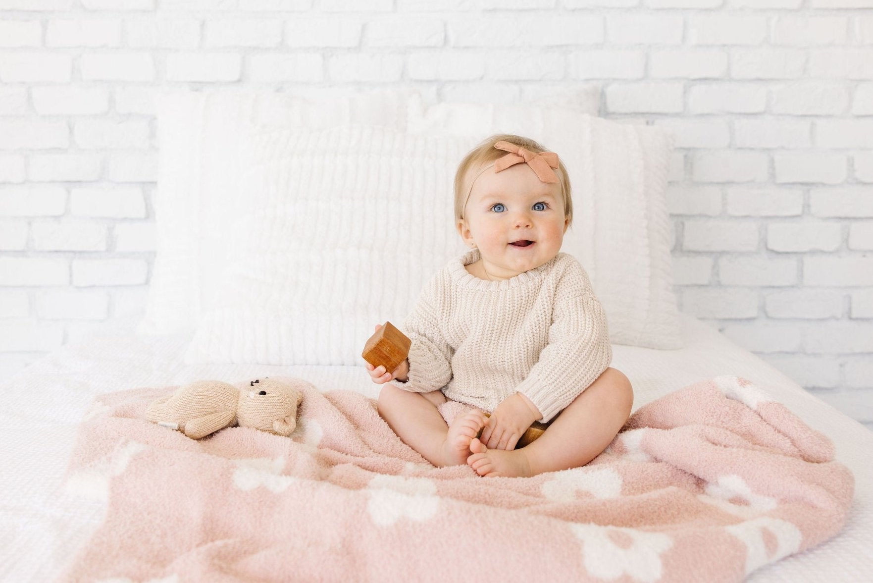 Plush Baby Blanket Pink Flowers