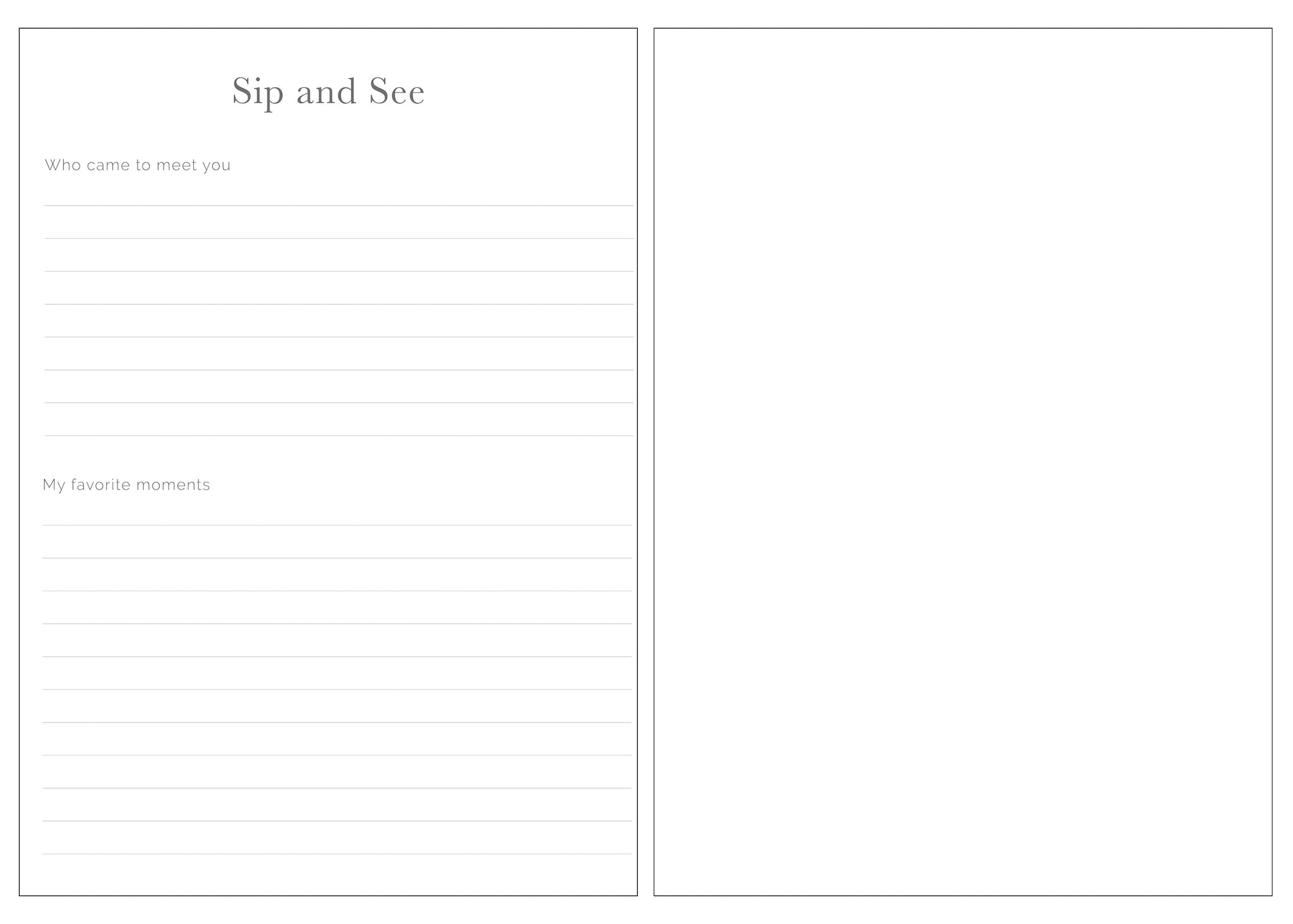 Sip and See Pages for Spiral Baby Book Only