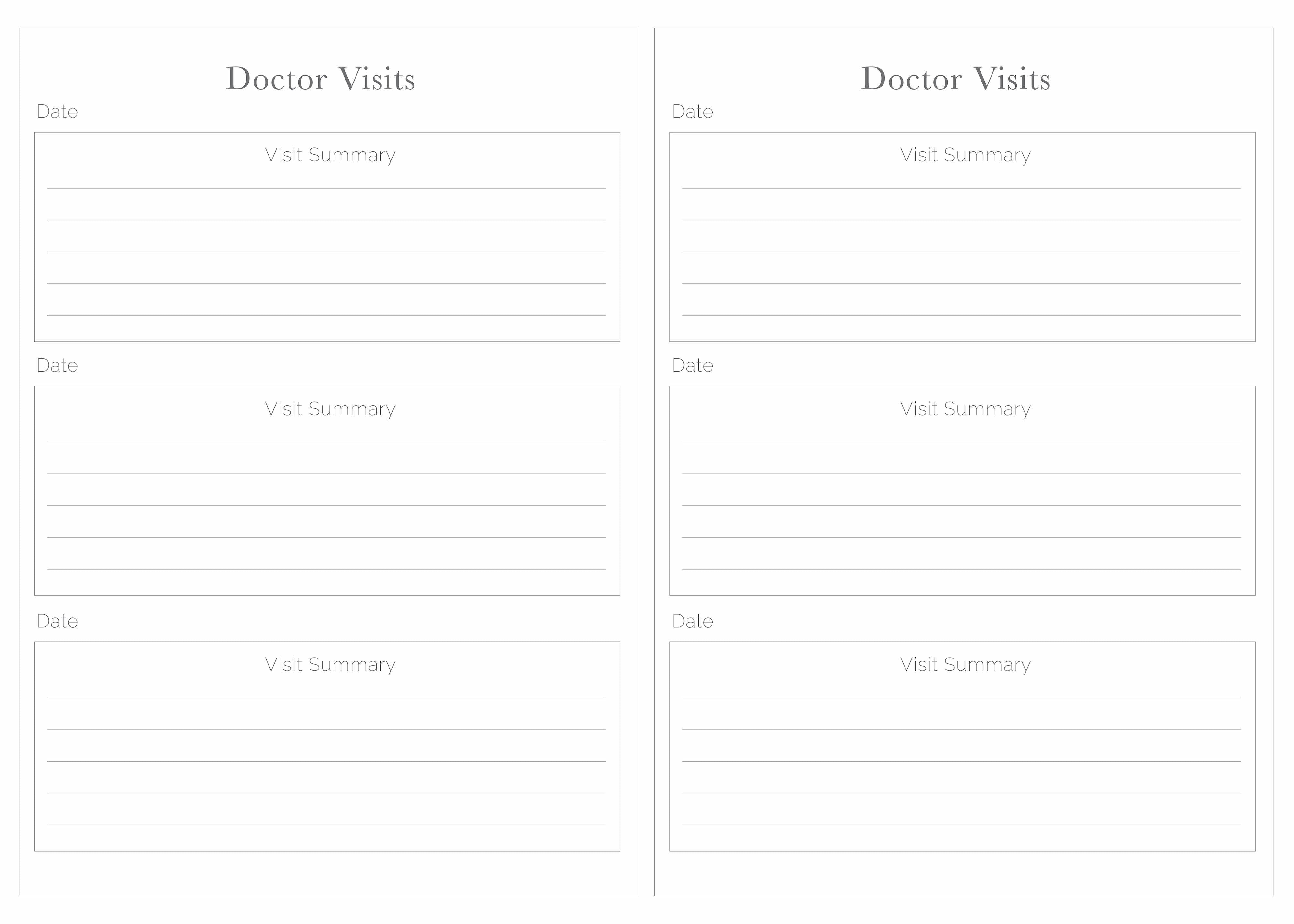Doctor Visit Pages for Spiral Baby Book Only