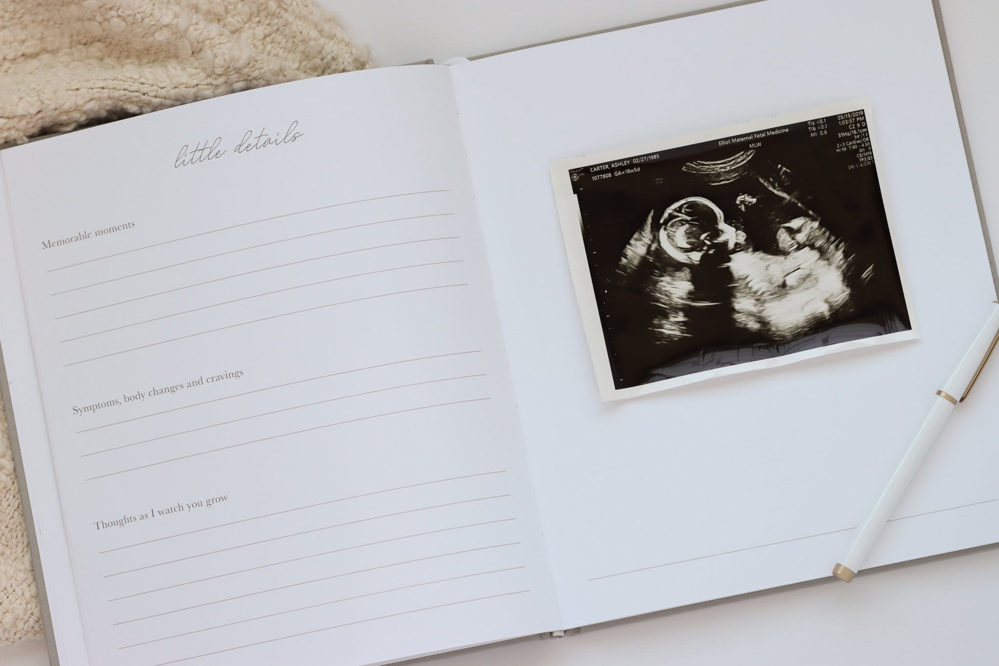 Linen Pregnancy Journal - Gray